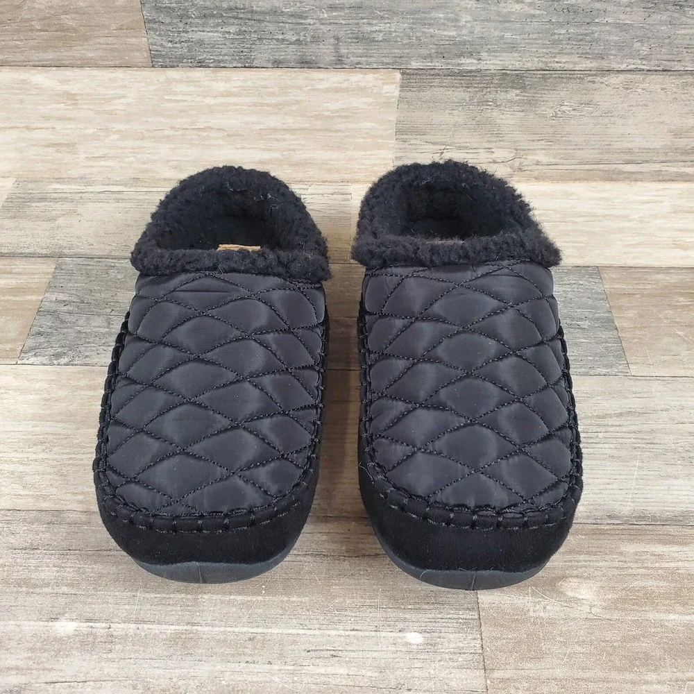 Deer Stags Boys Lil ALMA Slippers Size 4 Little Kid Black Slip On Shoe NWOB NEW